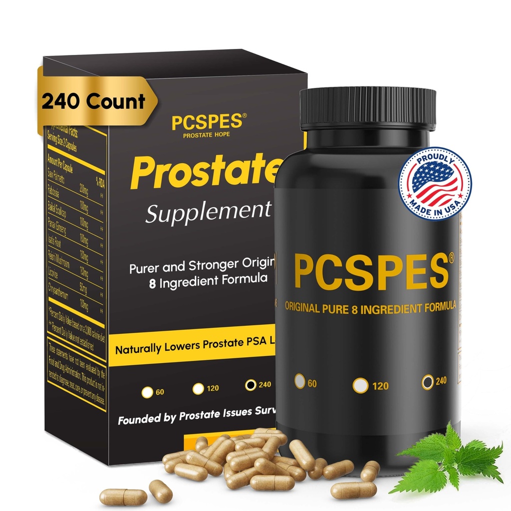 Prostate Health Suppment for Men - Lower PSA Levels Autly with Saw Palmetto & 7 Pure Herbs - Prostate Health Support - Reduces Frequent Urmination 240 Count