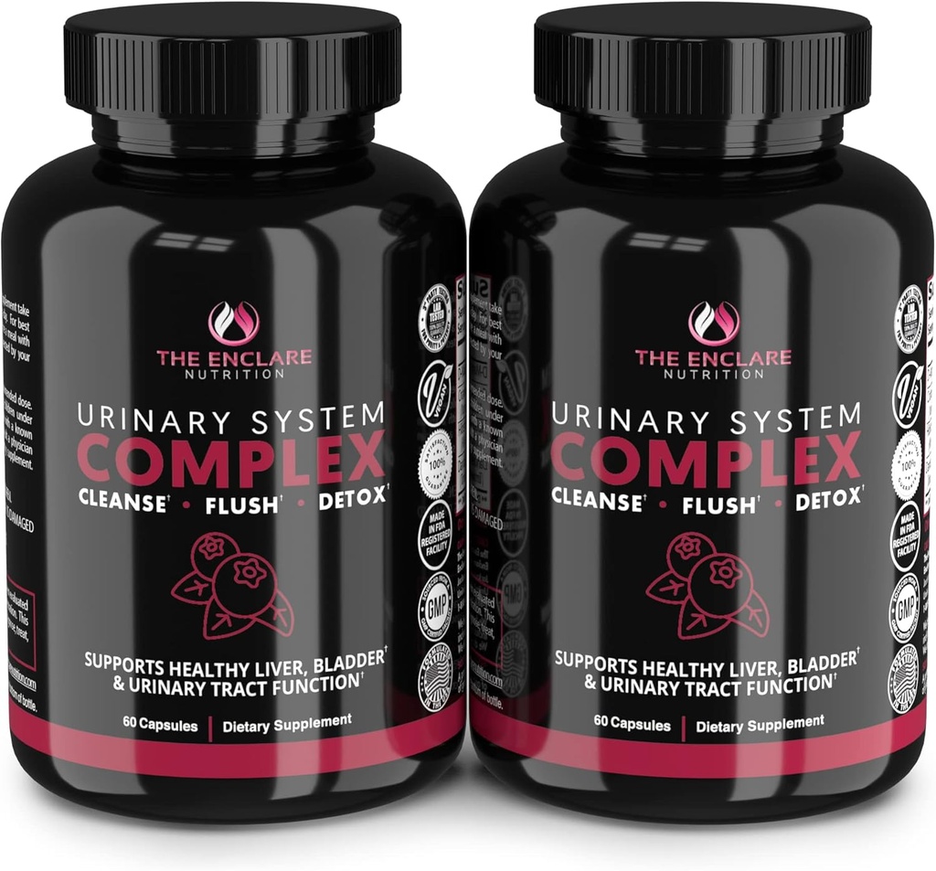 ENCLARE NUTRITISI D Mannose Capsules 124; 10000mg dengan Pil Cranberry untuk Perempuan & Pria, Hibiscus & Dandelion. Fast-Acting Urinary Tract Health, Bladder Control, Liver Support, Ginney Cleanse & Detox (2)