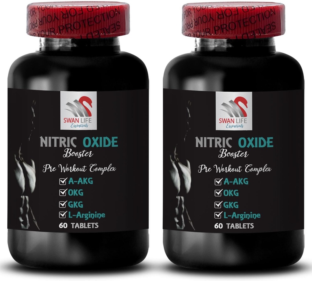 Nitric Oxide - Nitric Oxide Booster - Dukungan otot, Daya Fokus, Energi Suplemen, Performance Formula, Stamina Dukungan, Pemasyarakatan Tenaga, Fokus, Endurance Mix 2 Botol 120 Tablet