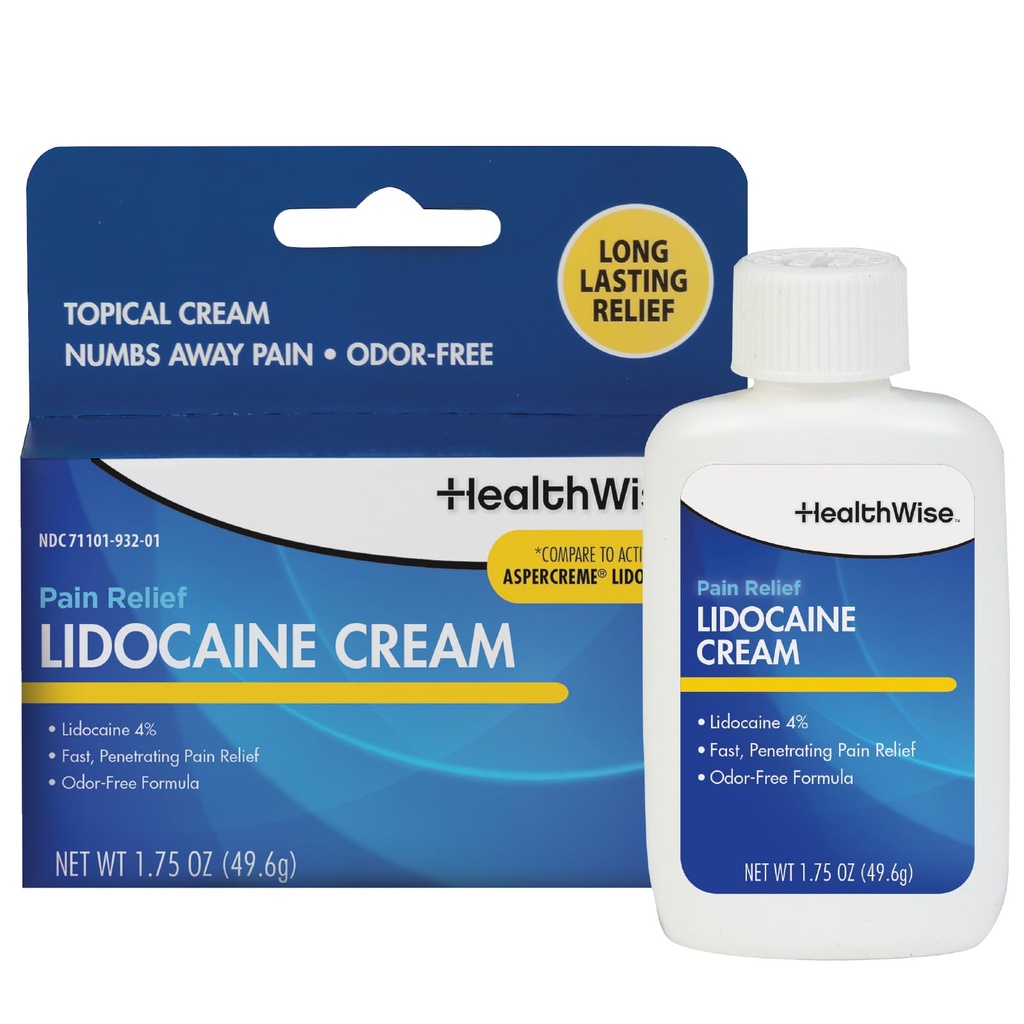 Healthwise Maximum Power Lidocaine Cream 124; Numbs Away Pain 124; Long- Lasting Relief 14; Non-Greasy 124; 1.75 Oz
