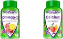 Vitamin Omega-3 Gummy Vitamin, Berry Lemonade Flavarted, Heart Health Vitamin (1) & Chewable Calcium Gummy Vitamin untuk Tulang dan Dukungan Gigi, Buah dan Krim Flavored