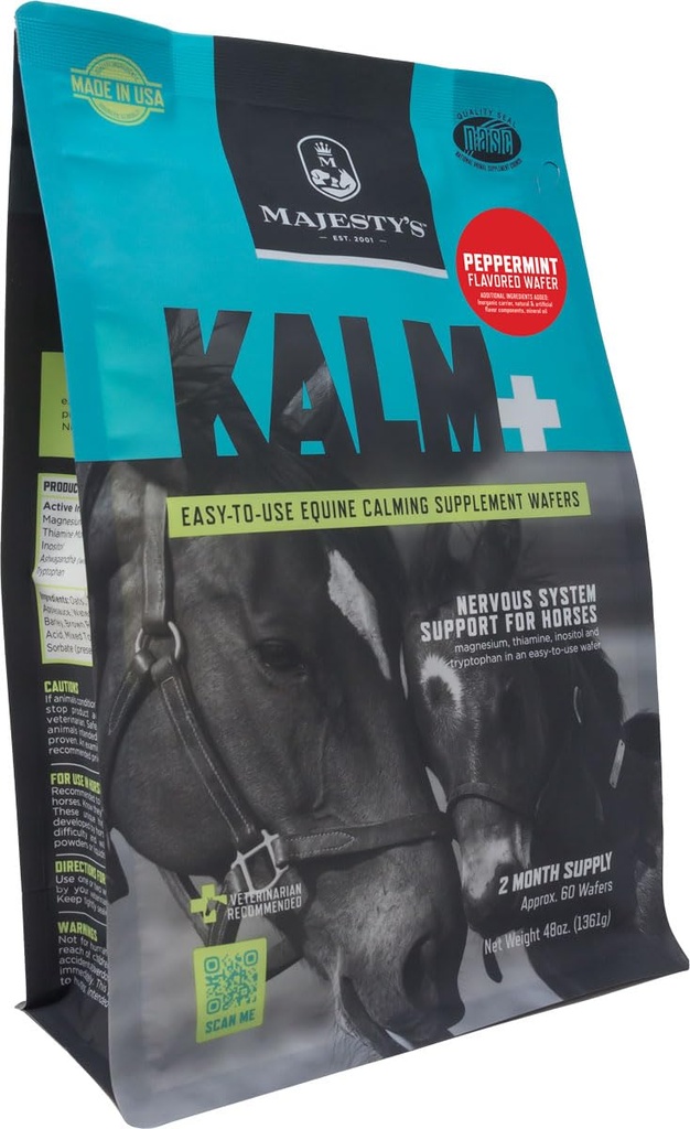 Majestys Kalm Horse / Equine Peppermint Wafers 60 Day Supply