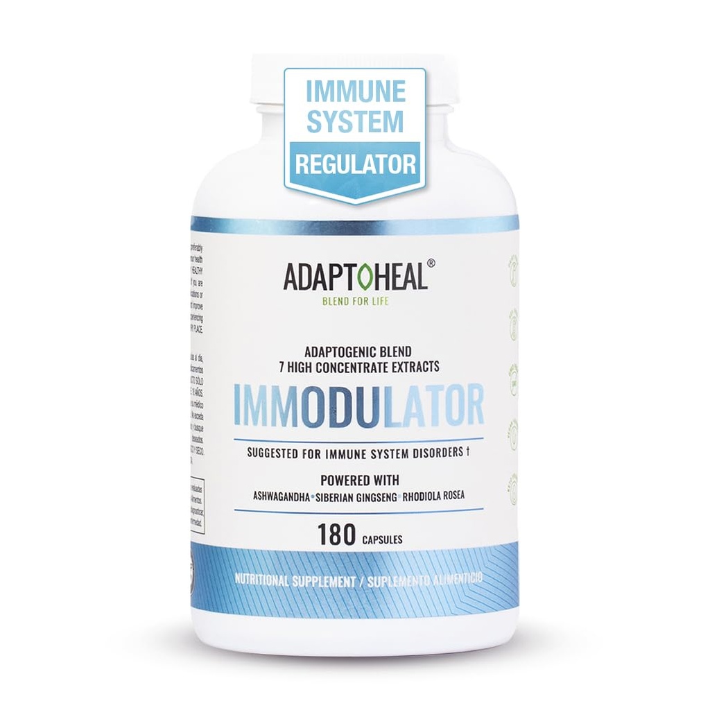 Immodulator ADAPTOHEAL - Adaptogenic Suplement for Well- Being, with Ginseng, Ashwagandha, Reishi Mushroom - Supports Stress Response, Mood Balance and Imune System Fungsi (180 Capsules / 700 mg)