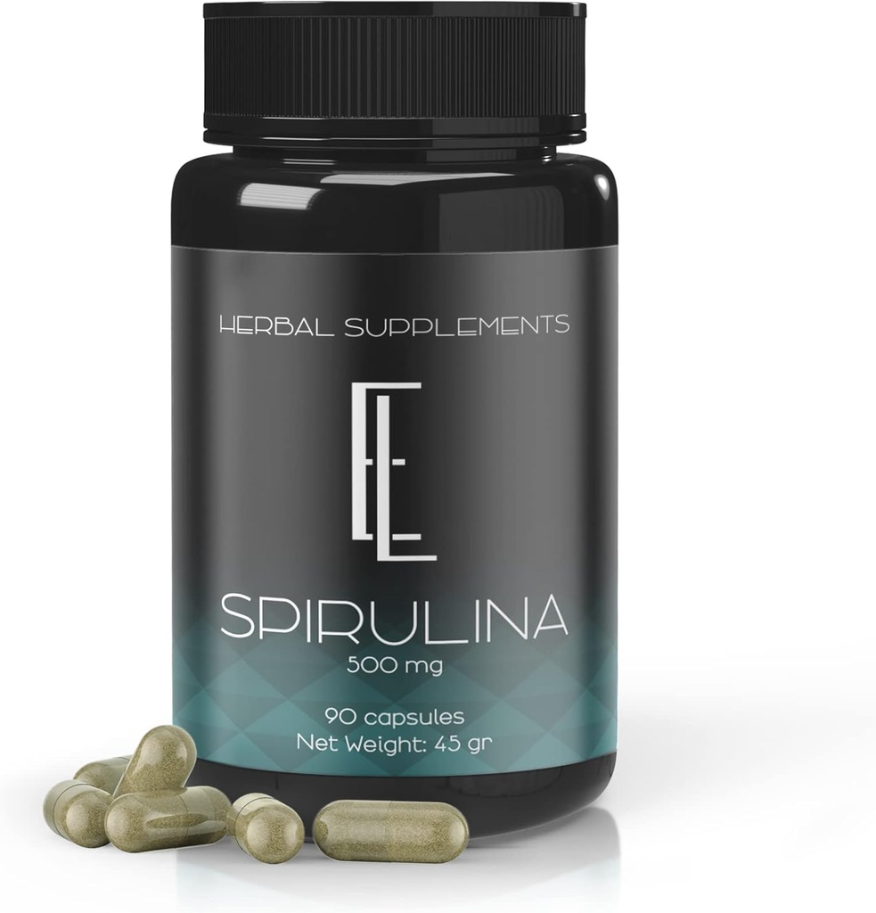 Sengeted Living Spirulina Capsules - 90 x 500 mg, High-Potency Plant - berbasis Superfood, Suplemen, N- GMO Vegetable Vegan Friendly Capsules