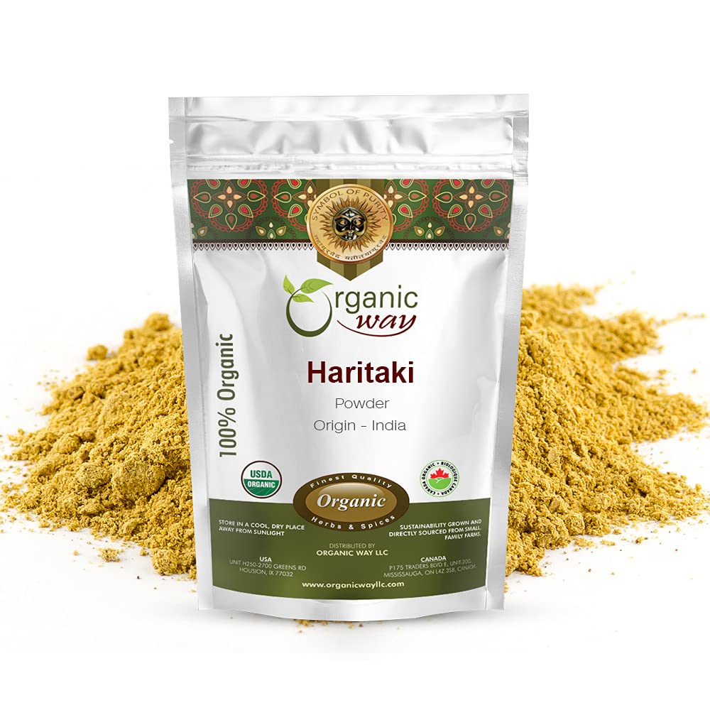 Cara organik Premium Quality Haritaki Powder (Terminalia Chebula) - Organic & Kosher Sertifikasi 124; Raw, Vegan, Non GMO & Gluten Free 124; USDA Cerdened 124; Origin - India (1LBS / 16Oz)
