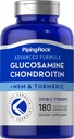 Piping Rock Glucosamin Chondroitin MSM dan Turmeric 124; 180 Capsules £124; Suplemen Kompleks = 124; Advanced Double Power Formula 124; Non-GMO, Gluten Free