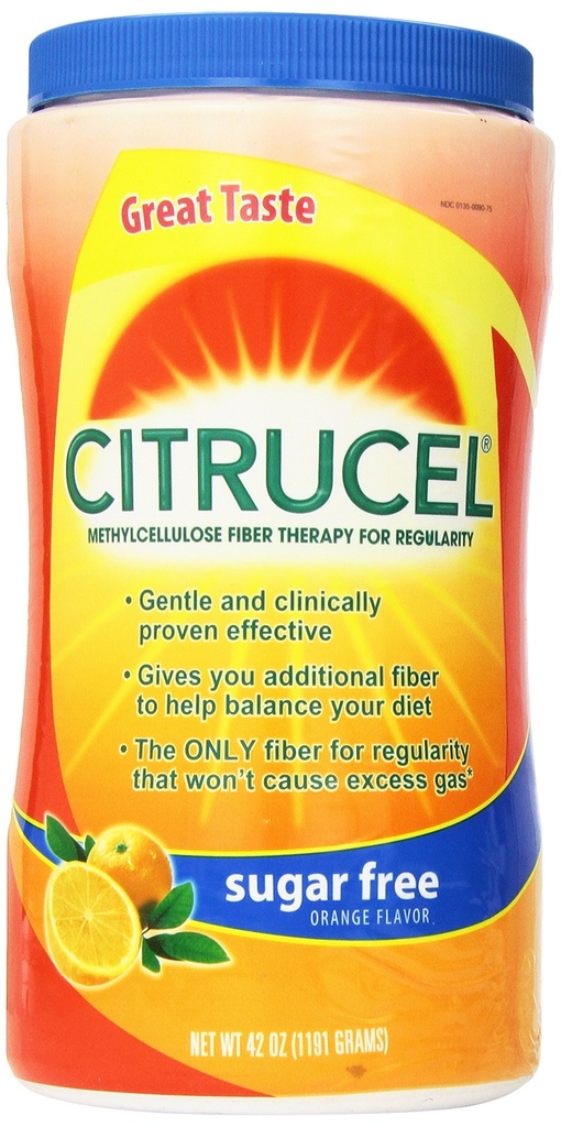 Terapi Fiber Fiber Citrucel Methycelluose untuk Regularitas dengan Gula SmartFiber Free / Orange Flavor 42Oz (1111g)