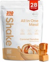 310 Nutrition All- InOne Meal Replacement Shake Powder - Plant-Based Protein Smoothie Blend w / High Fiber, Probles & Adaptogens - Low Carb, Vegan, Keto & Paleo Friendly - Caramel Sundae - 28 Srv