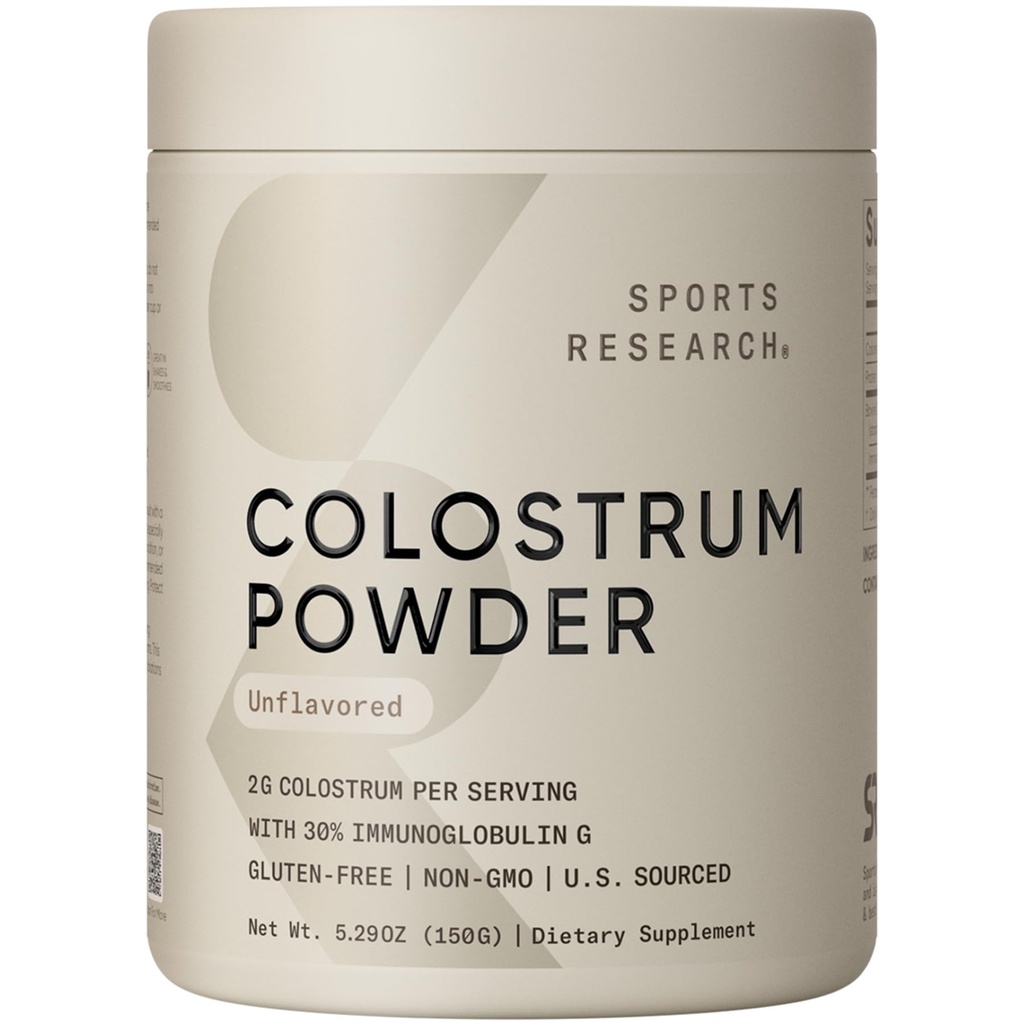 Riset Olahraga ® Bovine Colostrum Powder - Mudah untuk Mix, Ingredien Superfood - Dukungan Imunitas & Gut Health w / IGG Antibody - AS Diberi