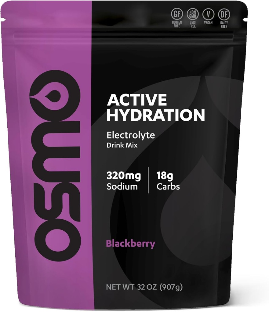 Osmo Aktif Hidration Electrolite Powder (2lb Reselable Bag) - Termasuk Sodium, Magnesium, Potasium, Carbs & Vitamin, Cane Sugar - Semua Ingreasi Natural, 3X Lebih cepat Hidration Black Berry
