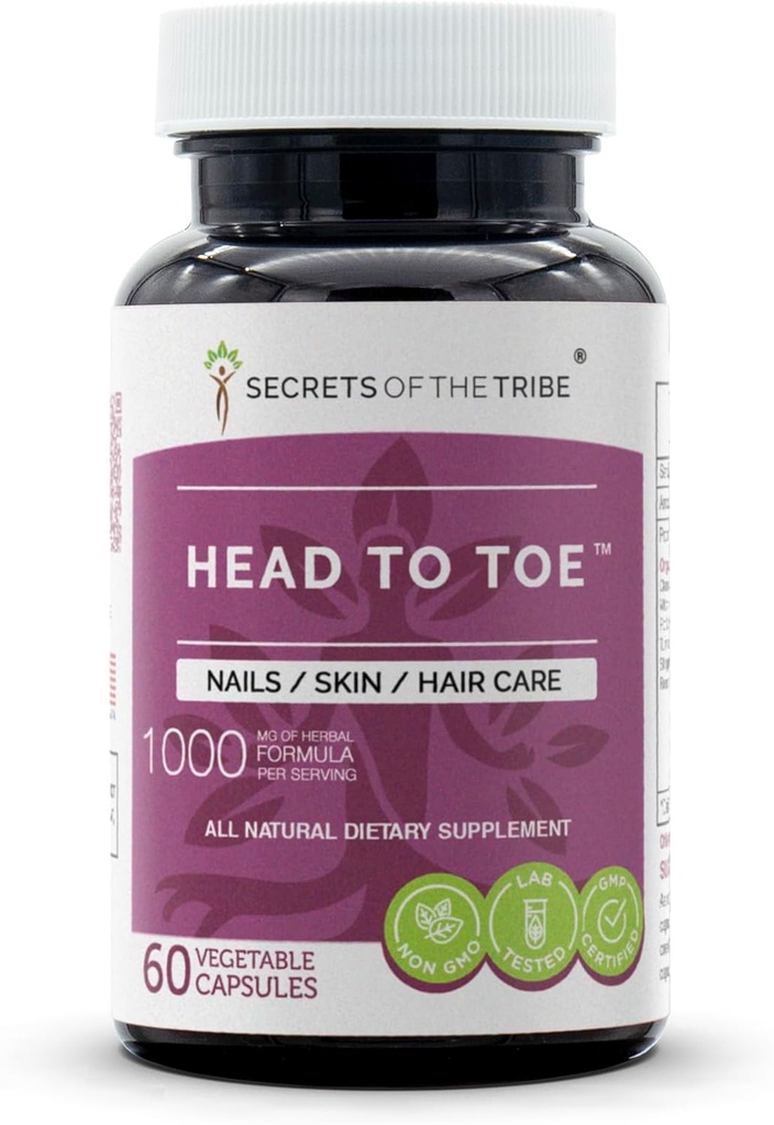 Menuju Toe 60 Capsules, 1000 mg, Chamomile, Witch Hazel, Pot Marigold, Turmeric, Stinging Nettle, Rosemary. Nails / Skin / Hair Care (60 Capsules)
