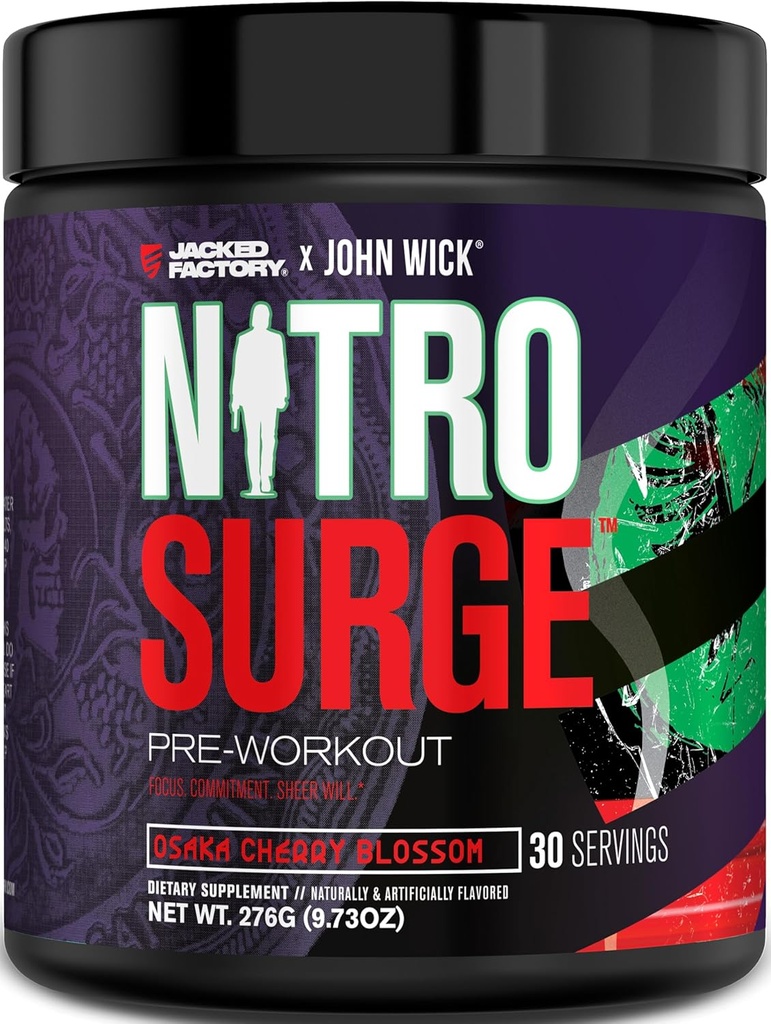 Jacked Factory X-Wick - Nitrospush Wick Pre Workout Suplement - Intense Energy, Battle- Ready Focus, Unstopment, and Sheer Will - 30 Servings, Osaka Cherry Blossom