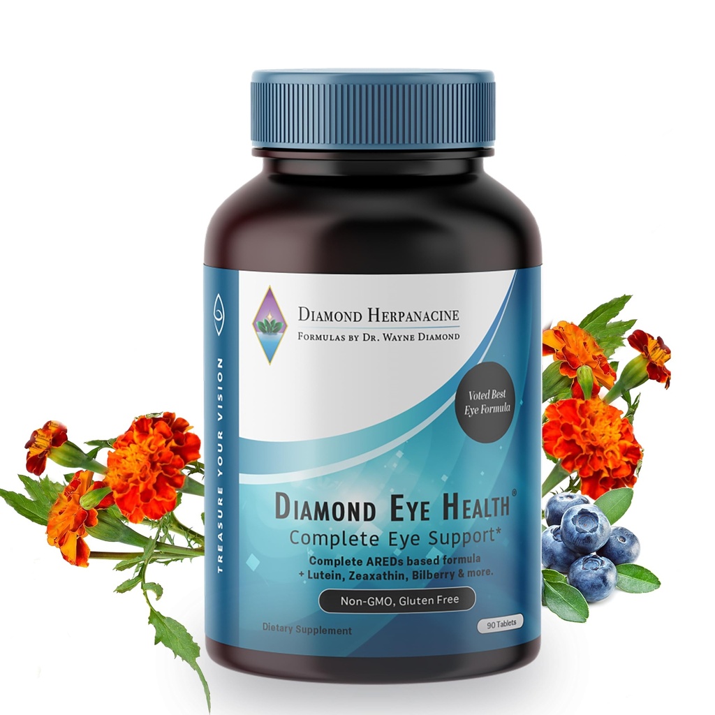 Diamond Eye Health - Vitamin Alam untuk Dukungan Mata Lengkap - Vitamin Mata Sehat - Vitamin Kesehatan Mata untuk Membantu Mempertahankan Mata Aging - Vegan, Gluten- Bebas, Dairy- (90 Cacah)