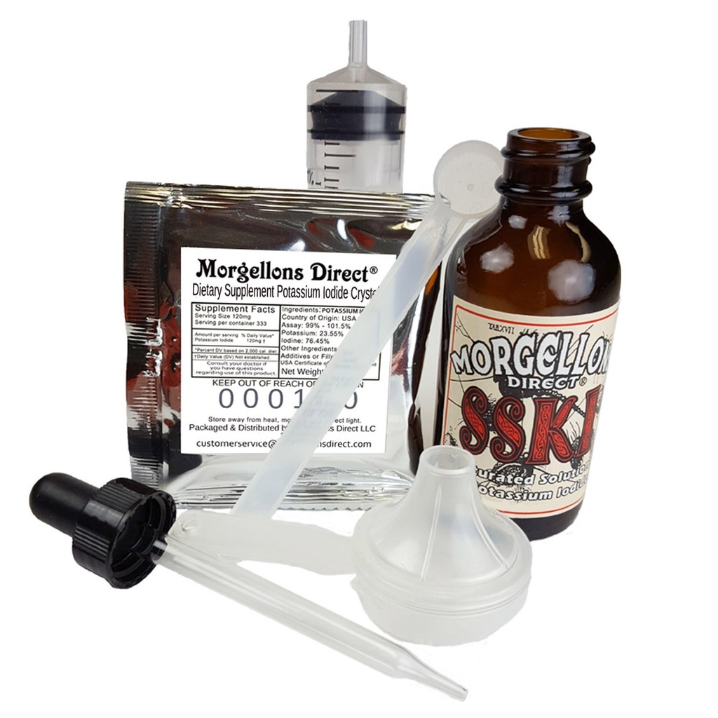 SSKI Iodin Potasium Iodide Solutions Mixing Kit Sertakan Perkakas Diperlukan dan pre- Measure Dietary Suplemen Potasium Iodide Crystals. Hanya menambahkan Diastiled Water.