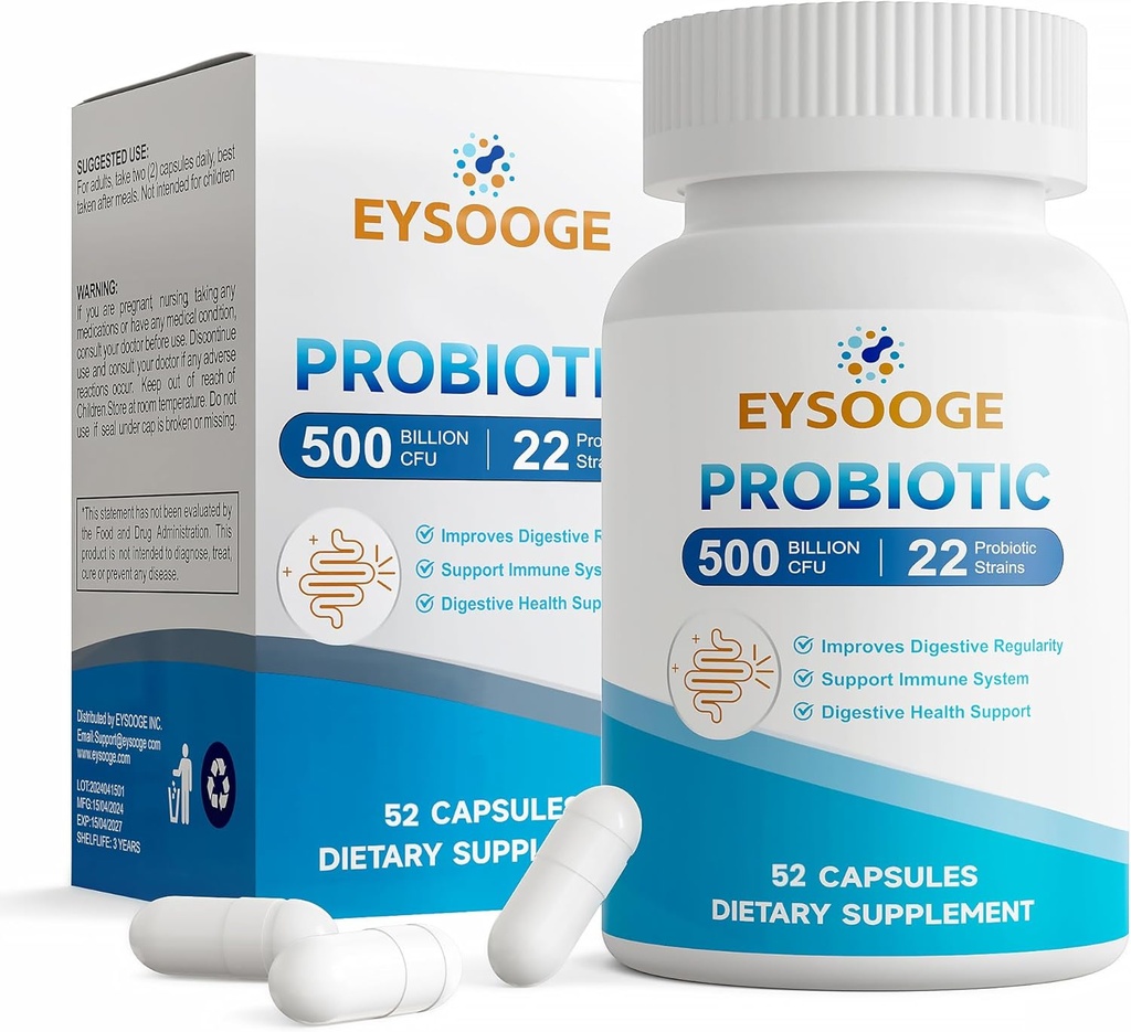 Produksi untuk Perempuan dan Pria, Pro Formula, Tambahan Probiotik Harian, Membantu Soothe Occasional Ketidaknyamanan & Bloating, 500 Milyar CFU, 22 Strains, 52 Capsules