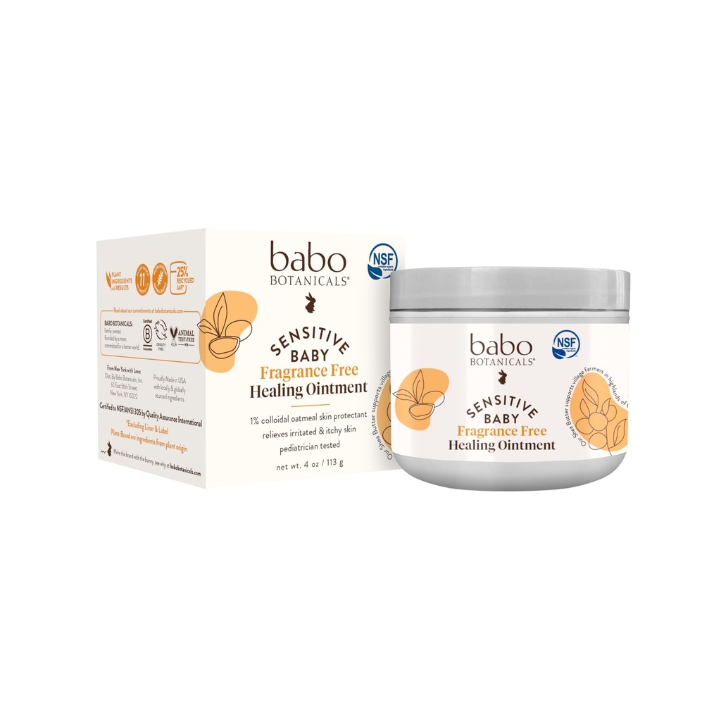 Babo Botanicals Sensiticals Baby Fragrance- Free All Natural Healing Oquery - 99% Organic & 1% Colloidal Oat - Skoid- Free - NSF Sertifikasi - untuk Ecsim, Irrited / Itchy Skin - Wajah, Badan, Diaper Area