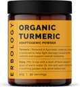 Erbologi Powder turmeric 3.2 oz - 90 pelayan - 5,5% Curcumin - Tidak ada Advanity atau Preservatif - Disediakan Langsung dari Pertanian di India - Vegan - GMO-Free