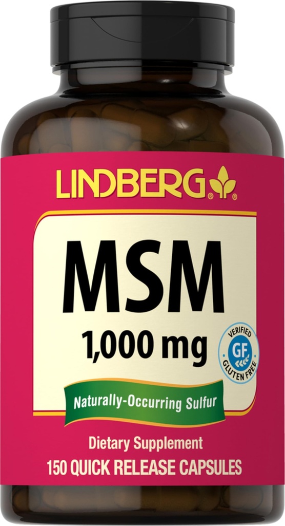 Lindberg MSM capsules 1000mg 124; 150 Pills 124; Tambahan untuk Perempuan dan Pria 124; Methylsulfonymetana 12.4; Non-GMO, Gluten Bebas