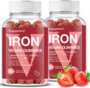 Suplemen Gumi Besi untuk Perempuan & Anak - Multivitamin dengan Gummy Besi untuk Oksigen Darah, Great Tasting Gummies dengan Vitamin C untuk Peledak Max, Vegan Cheable (180 Count, Strawberry)
