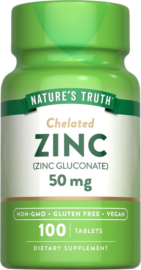 Nature 's Truth Chlated Zinc 50 mg Tablet - 100 ct, Paket 2