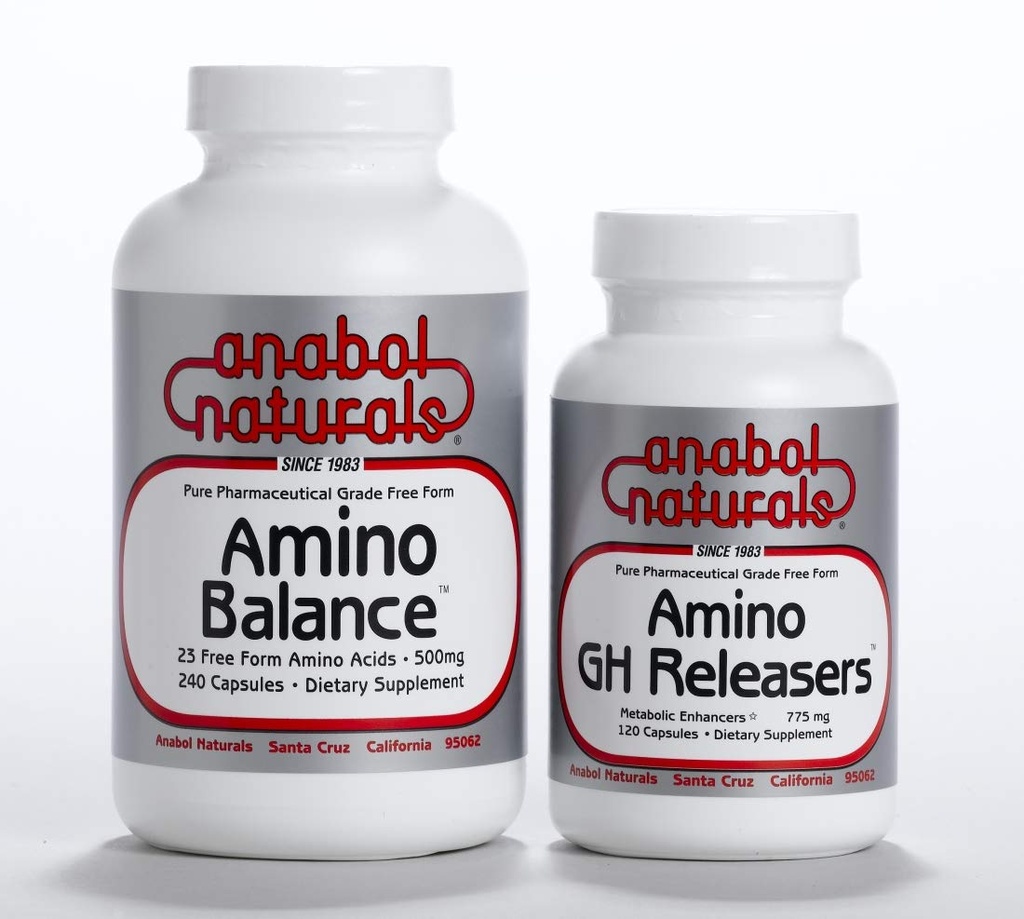 Physique Stack-Amino Saldo 240 caps Lengkap Formula Bebas dengan BCAA dan EAA untuk Pemulihan Otot. Amino GHReladeasers 120 caps Pre- Workout dengan L-Arginine dan L- Glutamine untuk Lean Muscle Growth