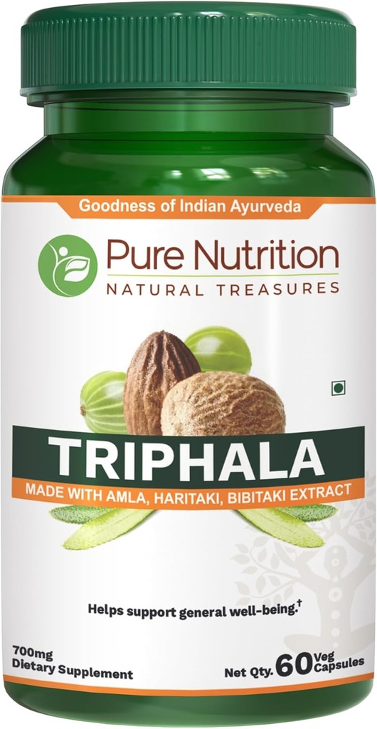 Triphala Nutrition Murni Extract 700mg - 60 Caps (Ekstrak Equiv sampai 1900mg Triphala Fruit Poader) Non GMO 124; Setelah Daily 124; 60 Hari Supply.