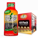Vitamin Energy Focus + Extra Energy Shot Mangga 48 Pack, 260mg Natural Caffeine, B-Vitamin, CoQ10, Amino Acids, Focus, Produtivitas & Kejelasan, Nol Gula, Gluten- Free, 1.93 fl oz