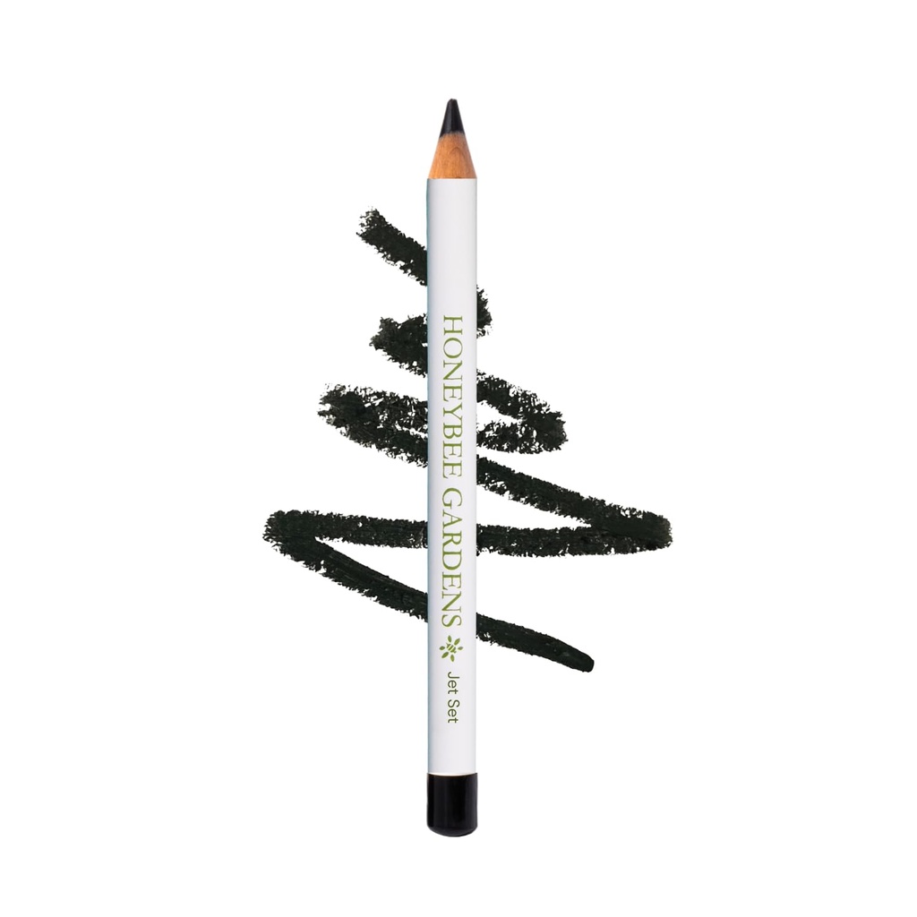 Honeybee Gardens Effortless Eye Liner Pencil di Jet Set Black, Pigmentasi Kaya, Smooth, Long-Wearing, Vegan, Gluten- Bebas