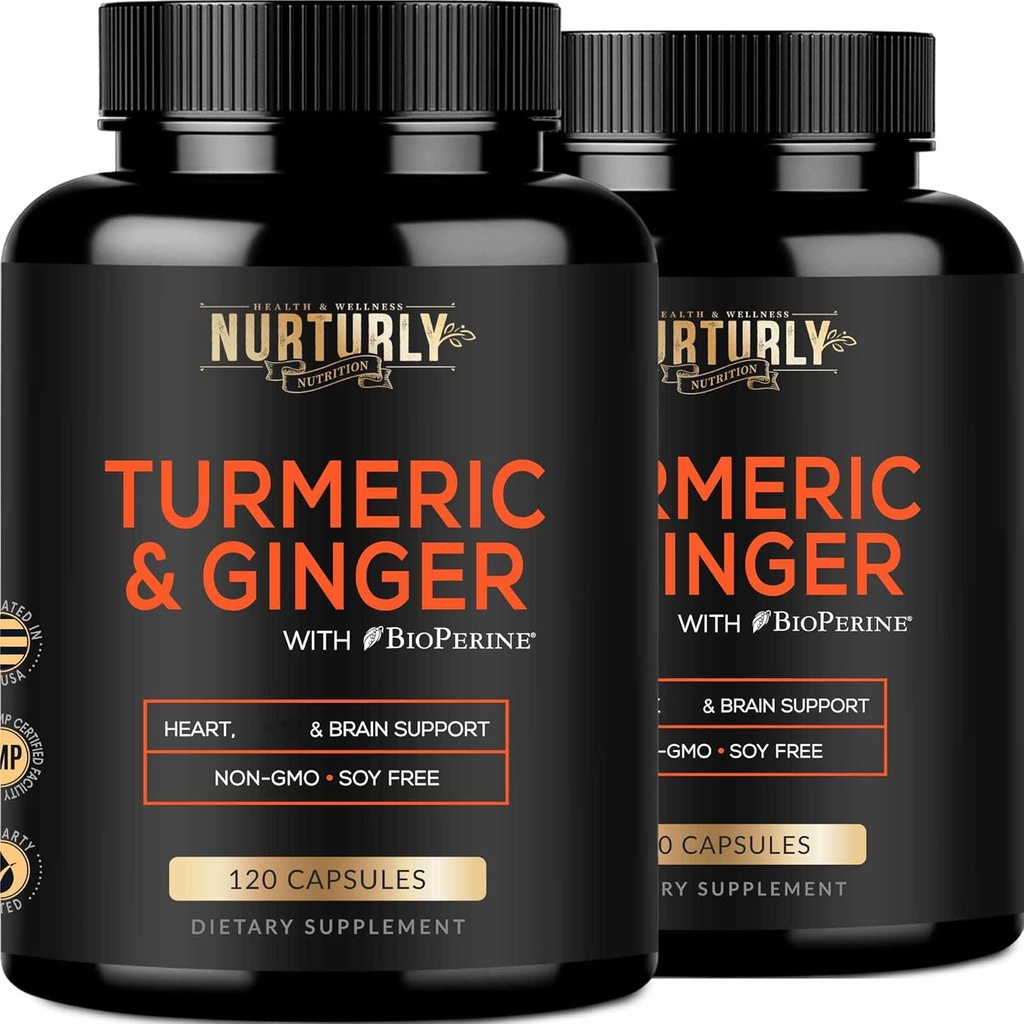 Turmeric Curcumin dengan BioPerine & Ginger, Black Pepper dan 95% Curcuminoids - Suplemen Ledakan Tinggi untuk HEarth - Non-GMO, Gluten Free - 240 Capsules