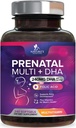 Prenatal Vitamin dengan Acid Folic & DHA, Pengembangan Otak Fetal & Omega 3, Prenatal Multivitamin untuk Perempuan, Vitamin A, C, D, B6, B12 & Iron, Pregnancy Tambahan - 240 Softgeels