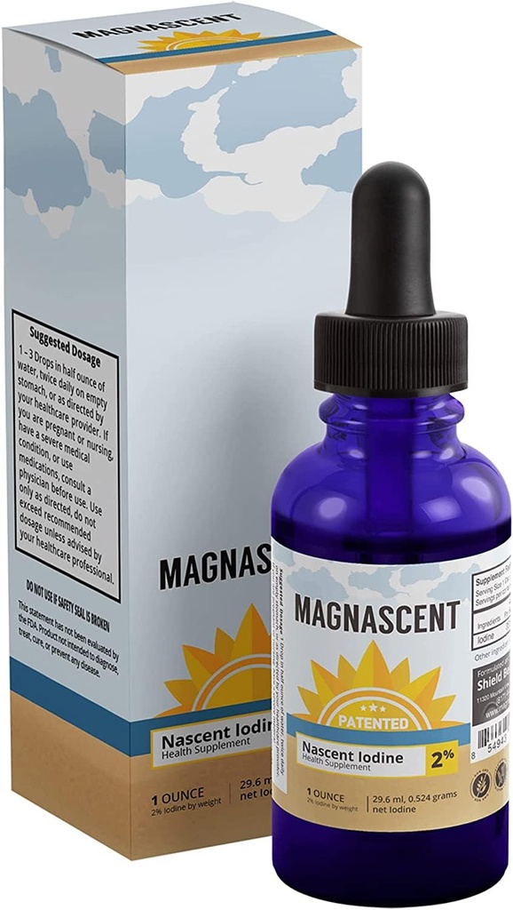 Nascent Iodin Organic Daily Health Supplement High Potency 2% Terkonsentrasi Cair Iodium Drops Energi & Metabolisme (1oz / 30ml)