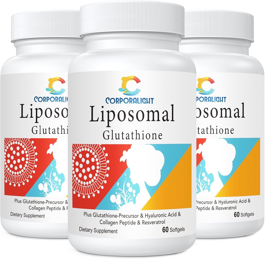 Lipomal Glutathione Softgeels, Enhanced Absorestion - Lipomal Deplosit, Active Form L- Glutathione, Cellular, Immune Fungsi & Liver Detox, Rich in Antioksidant Formula, Gluten Free, 180 Softgeels