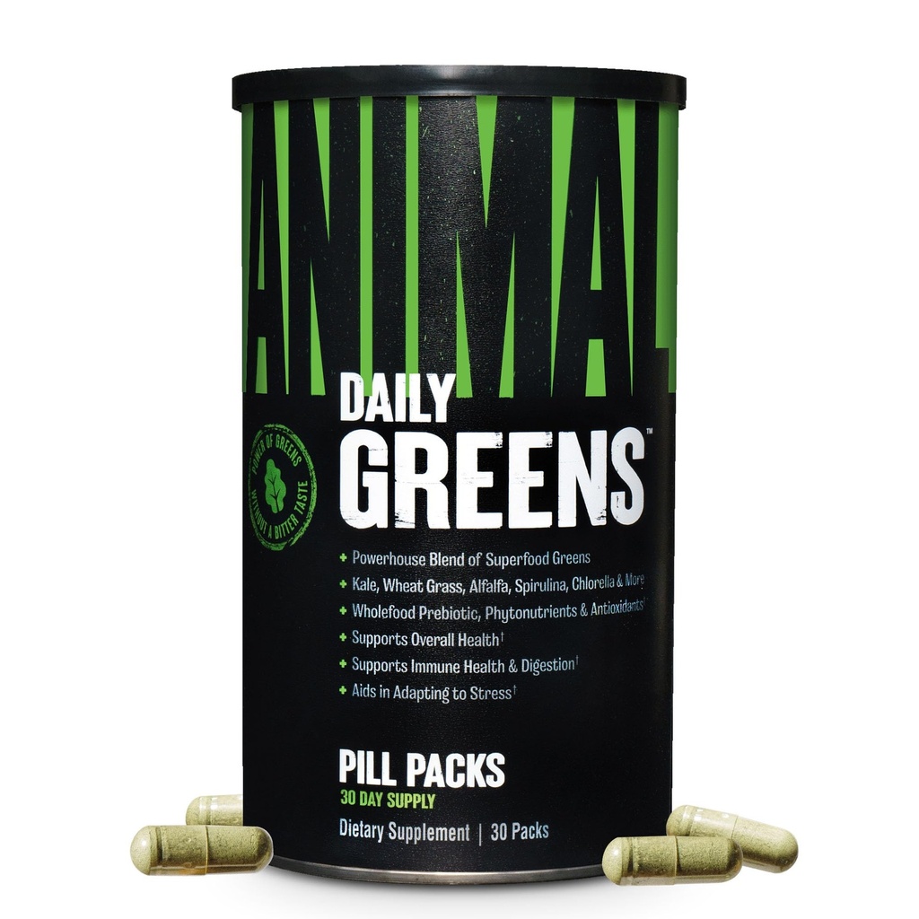 Animal Daily Greens Pill Packs - Kale, Wheat Grass, Alfalfa & More - Convenient Prebiotic and Probiotic Superfood Blend for Superior Ditrable, Gut Health, and Imunity For Men & Women - 30 Day Suppply