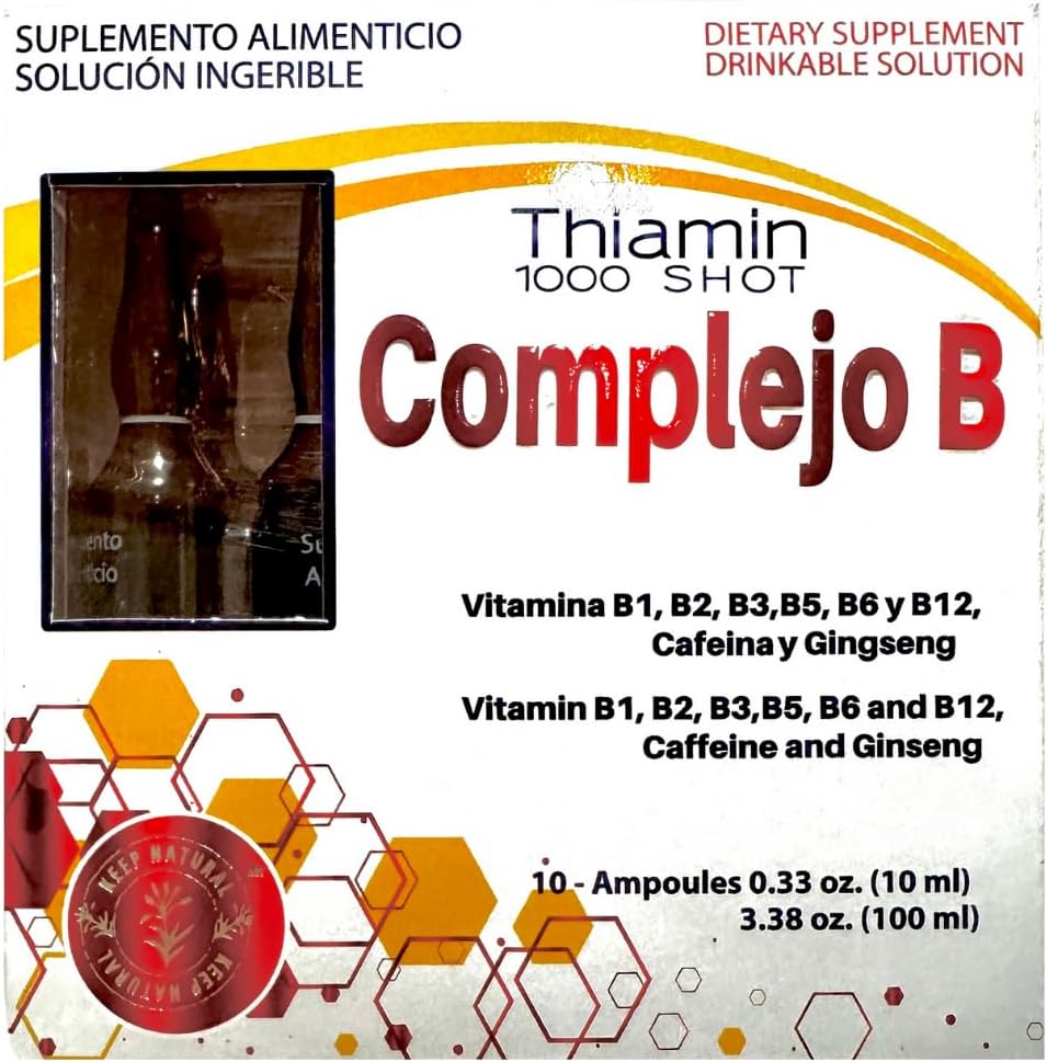 Kompleks B, Komijo B 1000 Shot 12.4; Multi- Vitamin, Caffeine, dan Ginseng 126; Box with 10 Afoules of 10ml 124; Energy, Kognitive Fungsi, dan Metabolic Health Boost.