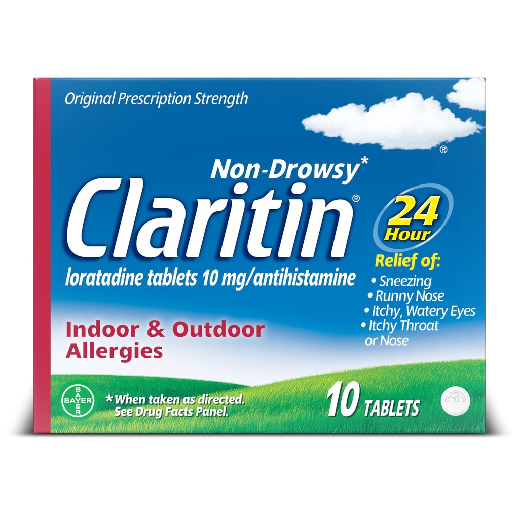 Claritin 24 HR Non Drowsy Allergy Medicine, Loratadine antihistamin tablet, 10 Ct