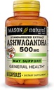 Mason Natural Ashwagandha 500 mg, Adaptogen untuk Dukungan Stress & Energy, Suplemen Herbal, Suppply 60 Day