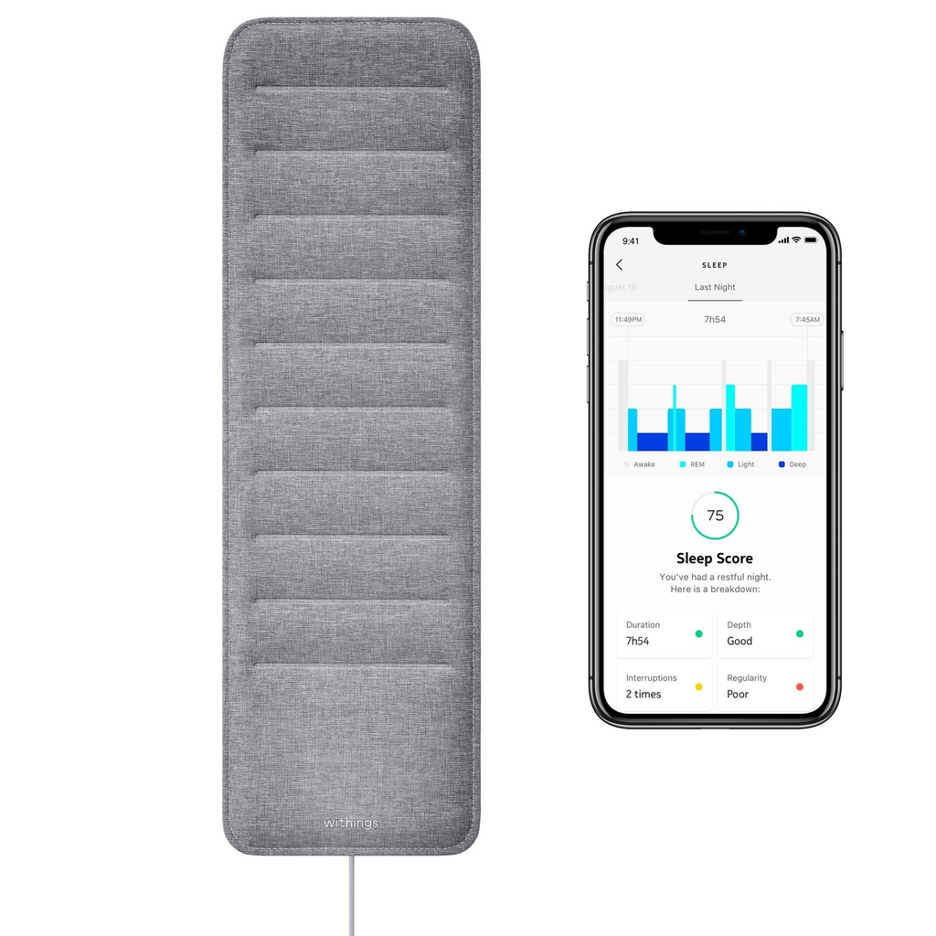 Withings Sleep-Sleep Tracking Pad Under The Mattress With Sleep Cycle Analysis