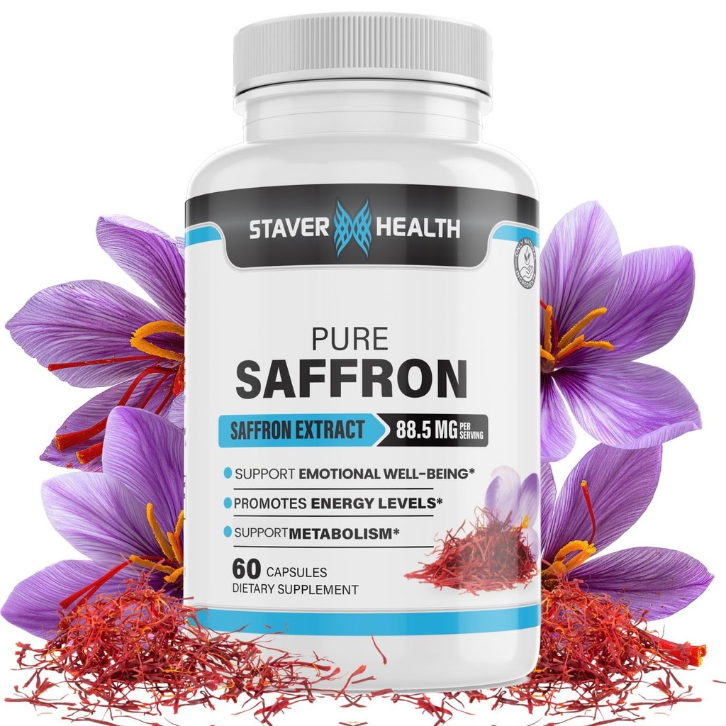 Capsules Extract Saffron murni, 88,5 mg, 60 Veggie Capsules untuk Mood Enhancement, dan Dukungan Energi