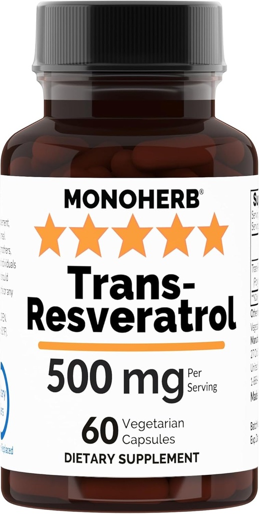 Trans Resveratrol 500 mg - 60 Veg Capsules 124; 250 mg per Capsule - Serving Ukuran 2 Kapsul: 500 mg - 30 Servis
