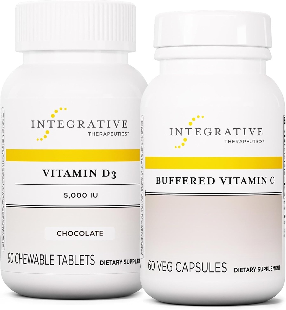 Terpadu Therapeutics Bundle dengan Buffered Vitamin C 1,000 mg, 60 Capsules & Vitamin D3 125 mcg, 90 Chewables - Buffered Vitamin C untuk Dukungan Antioksidant * - Vitamin D3 untuk Dukungan Kesehatan *