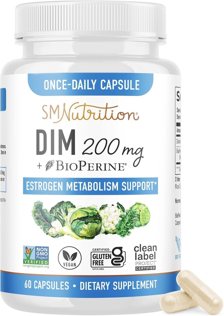 Tambahan 200 mg 134; Estrogen keseimbangan untuk Perempuan & Pria & 14; Hormonal Acne, Hormone Keseimbangan, Menopause & Antioksidant Dukungan: 124; Clean Label Projek Certifikasi, Vegan & Soy Free Diindolylmetana 124; 60 Ct.