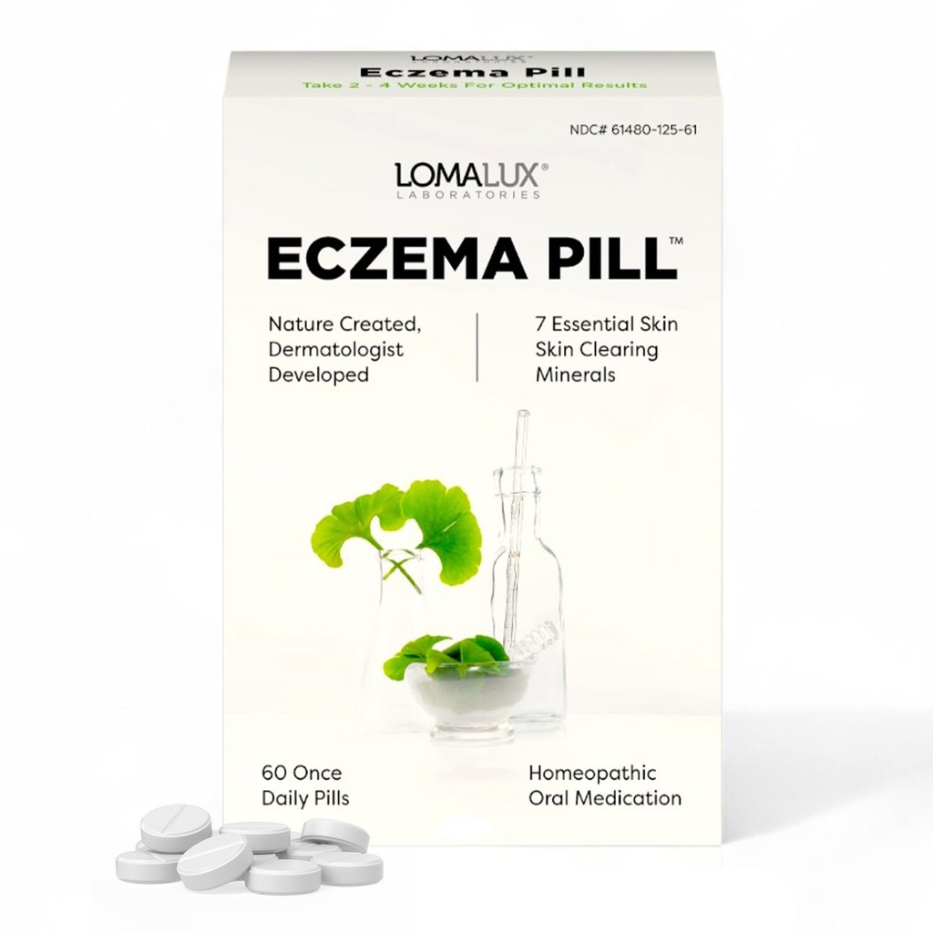Loma Lux Eczema Pills - Relief Treatment Natural Ecsim Remedy - Dermatologist Dikembangkan - 7 Mineware Clear & Prevent Past Eczema Scaling, Rash, Anti Itch Body Face untuk Dewasa, Anak-anak, Toddlers