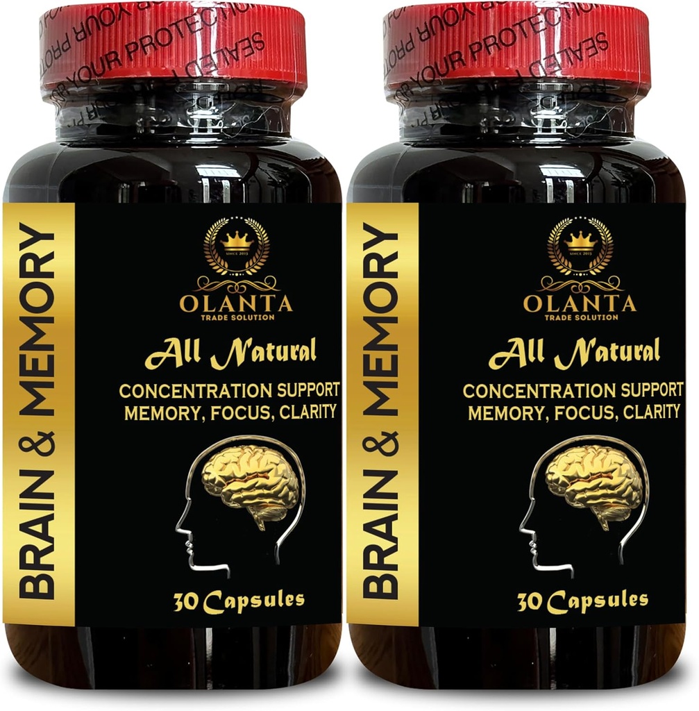 Dukungan Memori Otak - Dukungan optimasi otak, Organik Ginkgo Biloba Suplemen, Boosts Alert + Supports Mental, Memori Enhancement - 2 Botol 60 Kapsul
