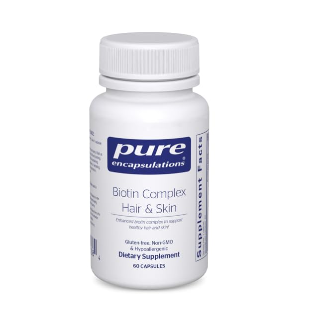 Enkapsul Murni Rambut Kompleks Biotin & Skin 124; Pelengkap Biotin untuk Rambut Sehat dan Kulit Dukungan 124; 60 Capsules