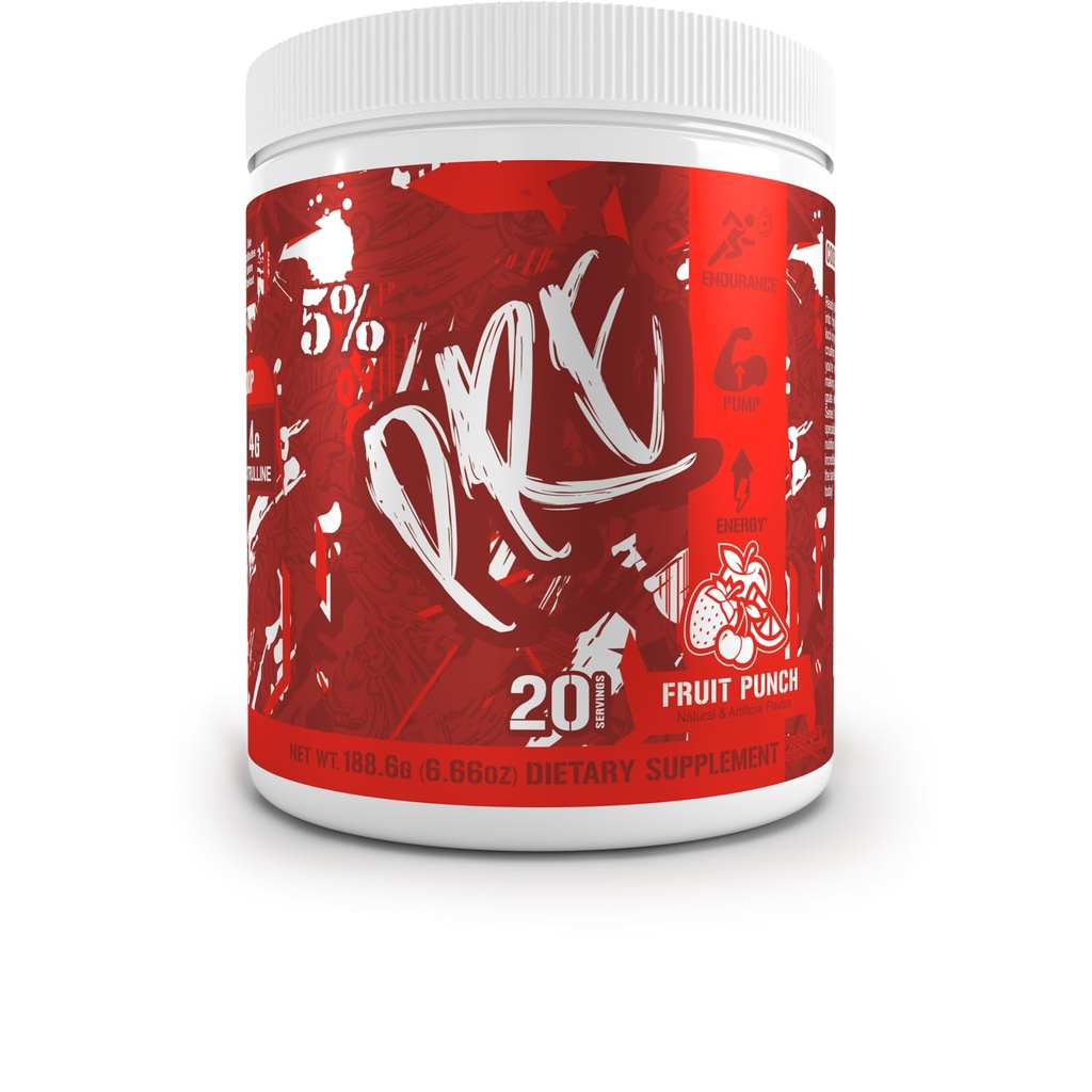 5% Nutrition Code Red Series Pra Workout Powder for Men & Women 124; Energy, Pompa, Power, Protein & Focus 124g Caffeine, L- Citrulline, Glycerol, Taurine, Alpha GPC, Huperzine (Pukulan Buah)