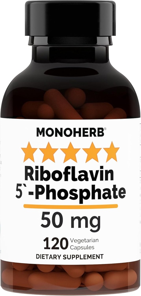 MONOHERB Riboflavin 5 '-Fosfat 50 mg - 120 Vegetarian Capsules - Bioactive Vitamin B2