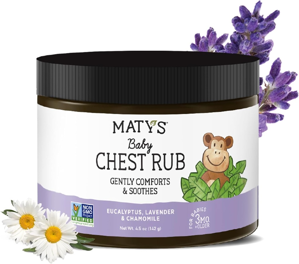 Mays Baby Chest Rub, Soothe Relief Vapor Gosok untuk Bayi 3 Bulan Lama +, Bersih & Comforting Eucalyptus, Lavender, & Chamile for Sleep, Non-GMO, Petroleum Free, Menthol Free, 4.5 oz Tub