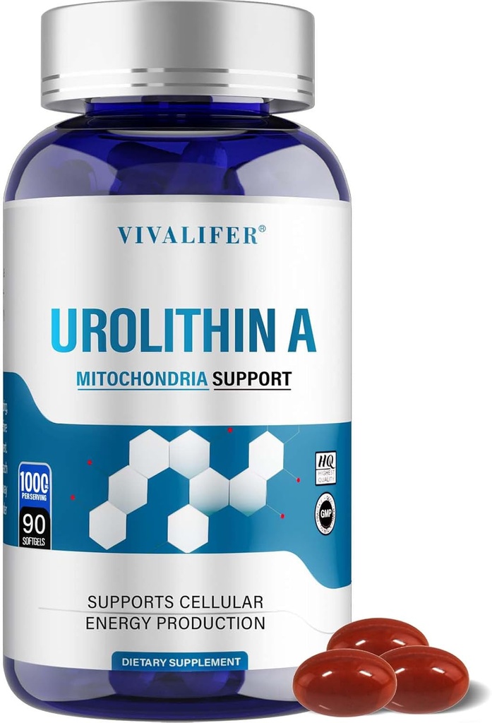 1000 MG Urolithish A Suftgels, 90 Softgeels Powerful Antioksidants for Healthy Aging and Enhanced Mitokondria Dukungan, Cell Repair