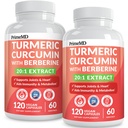 5-in- 1 Suplemen Turmunic Curcumin Organik (4210mg) dengan Berline, Ceylon Cinnamon Bioperin dan Ginger Suplemen untuk Gabungan, Hati, Gut, & Metabolic Dukungan (120 ct) (Paket 2)