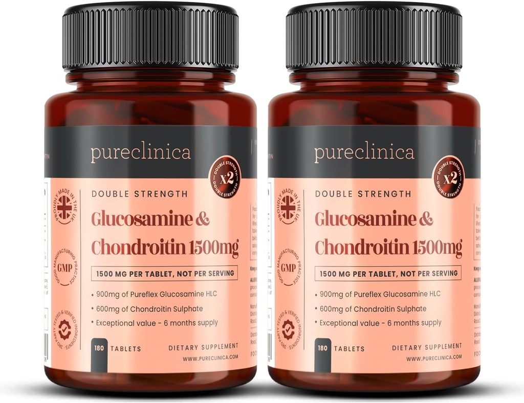 puberica 1500mg Glucosamin HLC dan Chondroitin x 360 Tablet (2 Botol 180) - 12 Bulan Suppply. Yang paling efektif dan bio Aktif: Chondroitin 90%, Glucosamin HCL 83.1%